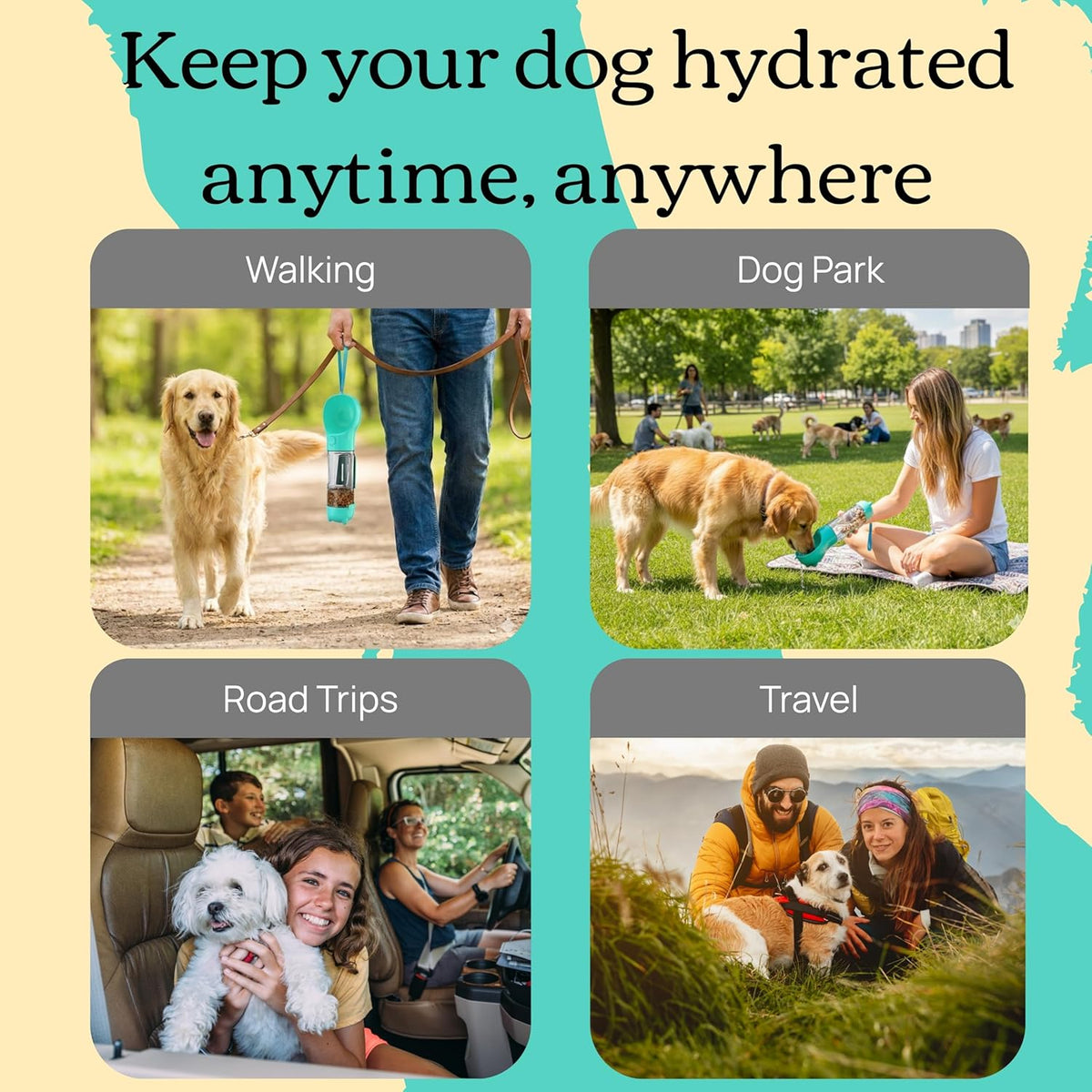 4-in-1 Compact Dog Travel Water Bottle