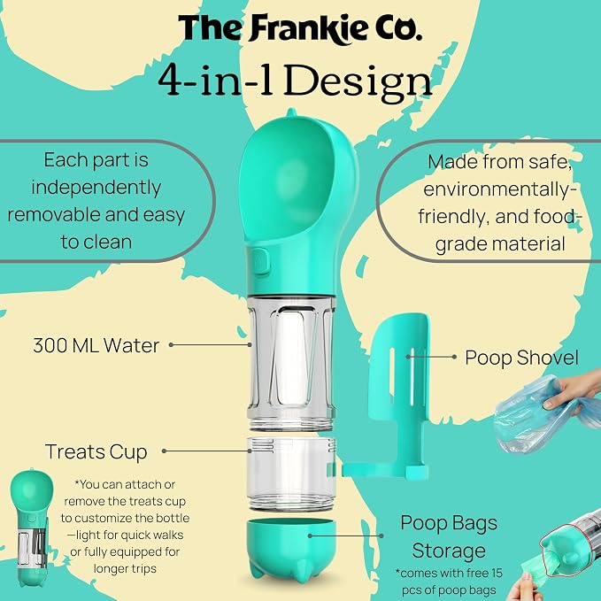 4-in-1 Compact Dog Travel Water Bottle